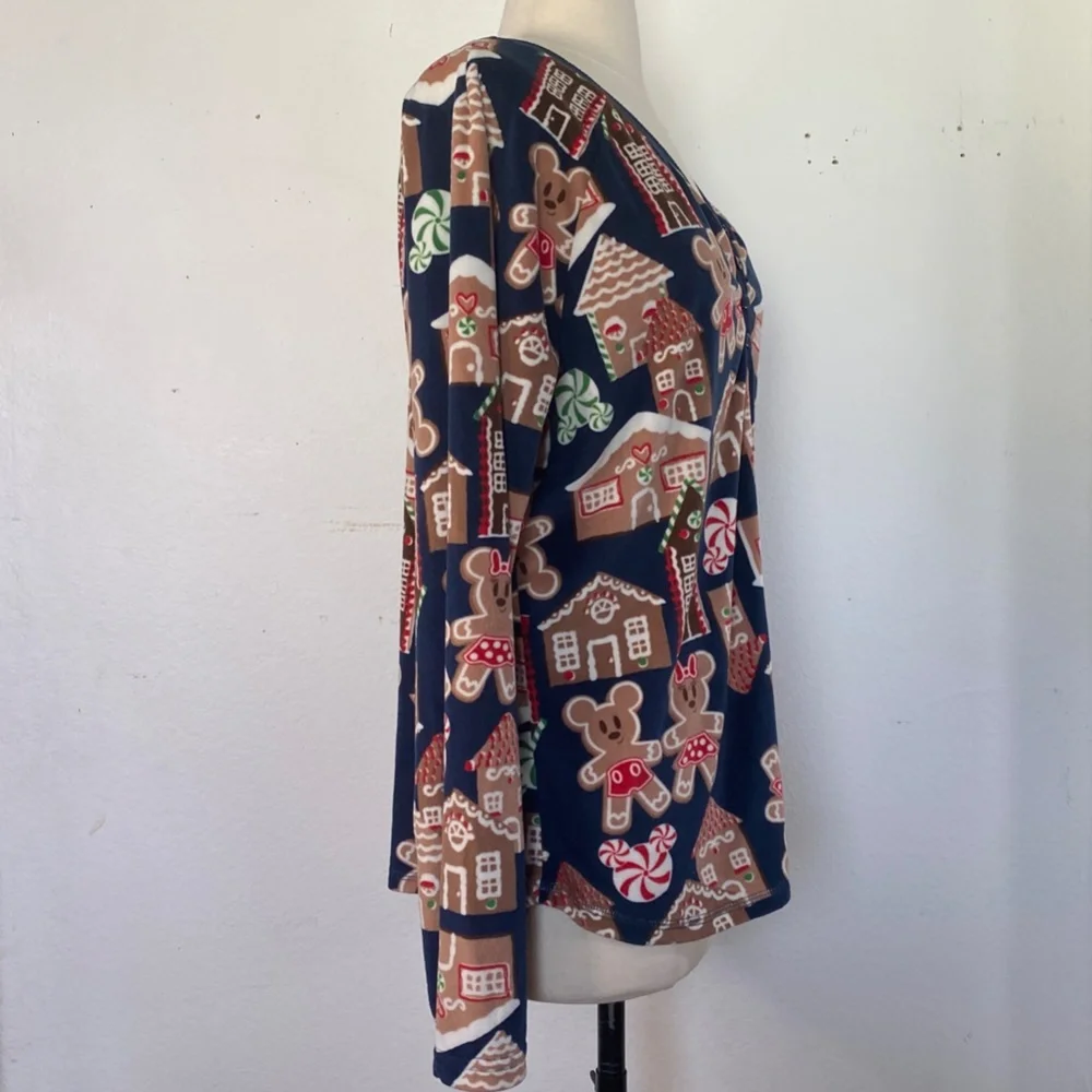 Disney Micky Mouse XL (16-18) Gingerbread Pajama Top Super Soft Long Sleeves